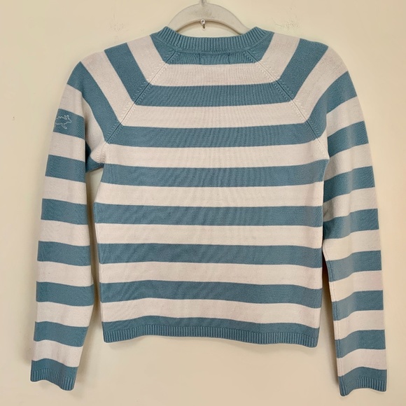 Horny Toad Light Blue Striped Cropped Sweater - Picture 2 of 6